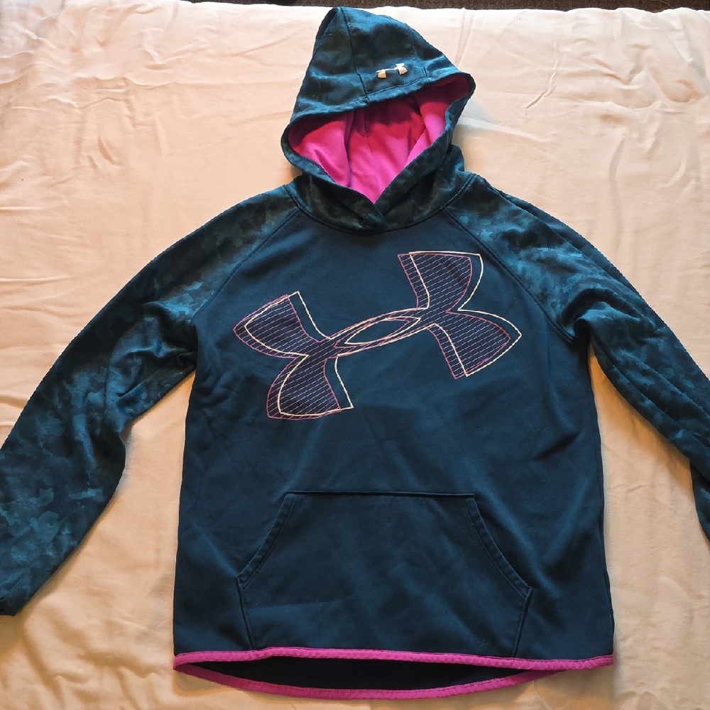 Under Armour Kids' Teal and Pink Hoodie
